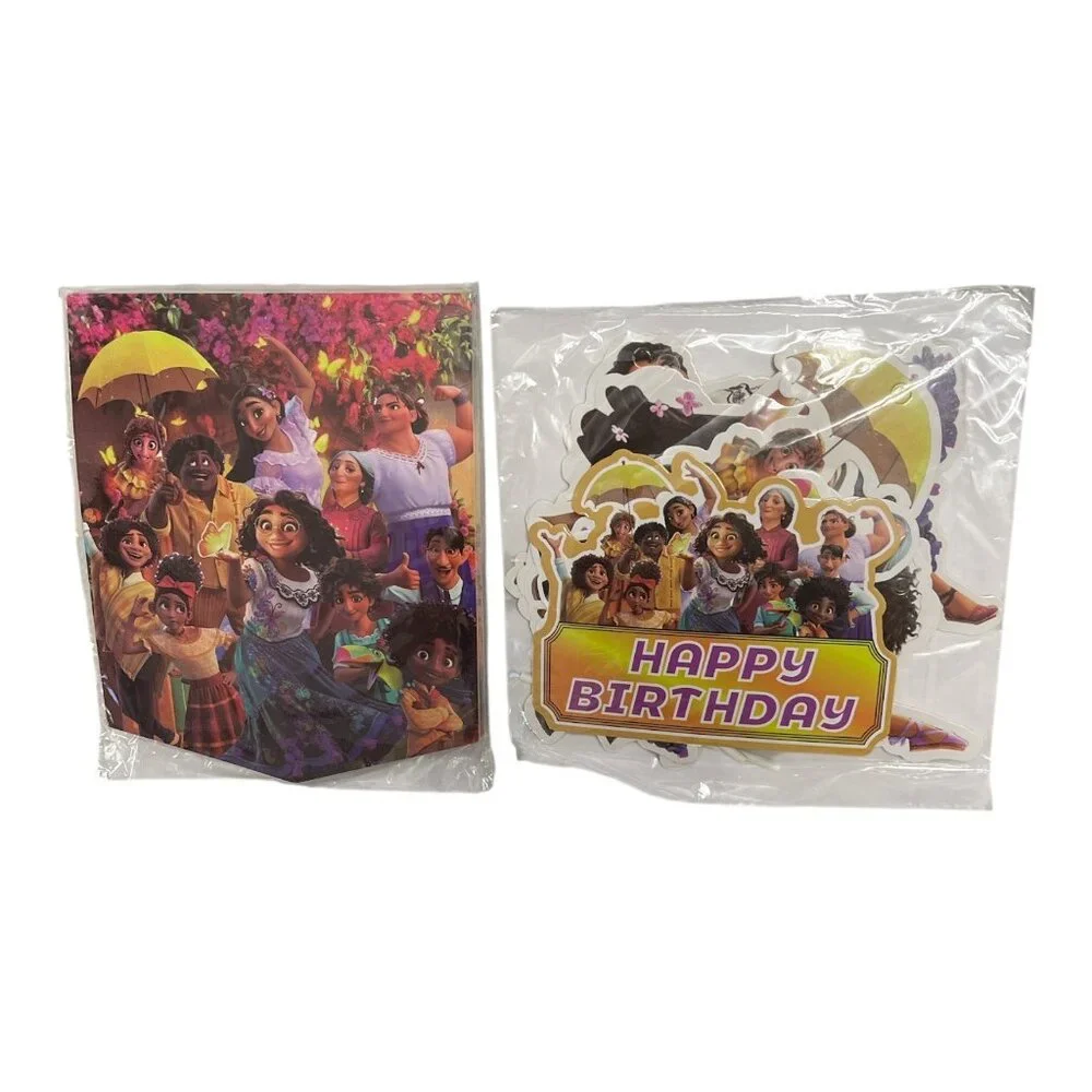 Encanto Birthday Party Supplies Set – Tablecloth, Balloons, Banner & Cake Topper